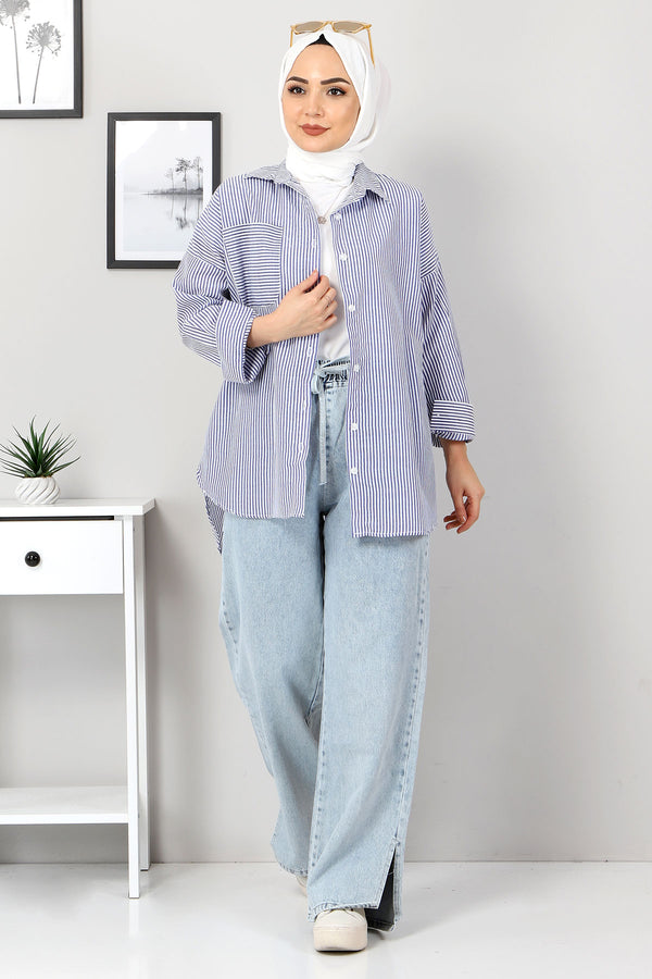 Women's Striped Indigo Shirt