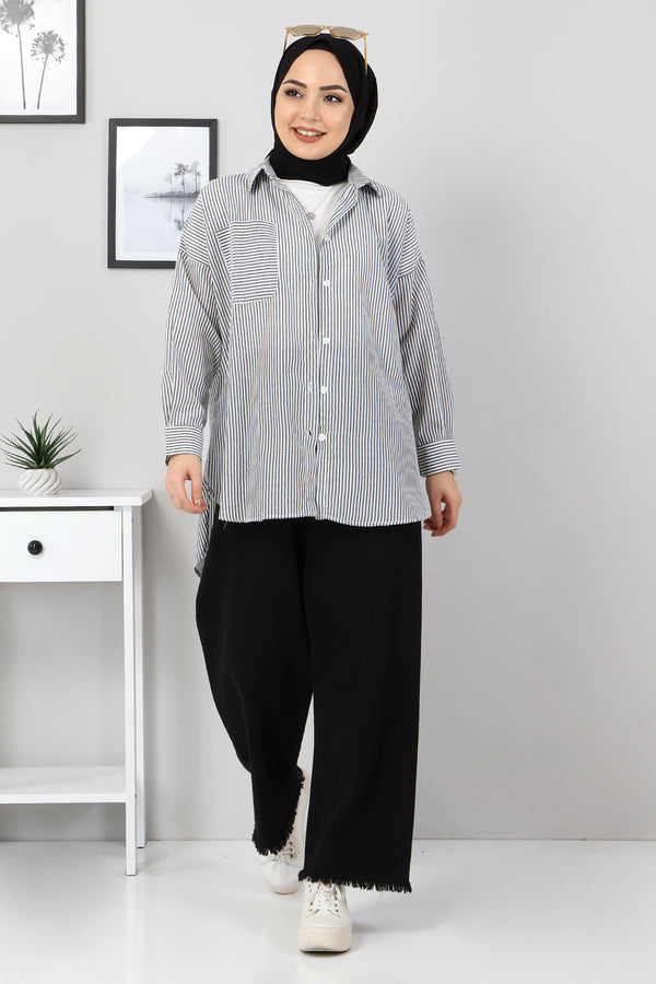 Women's Striped Black Shirt