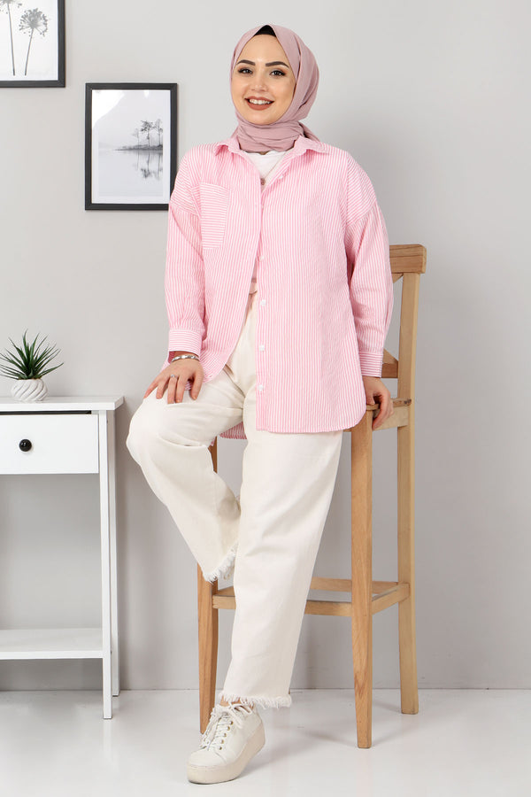 Women's Striped Pink Shirt
