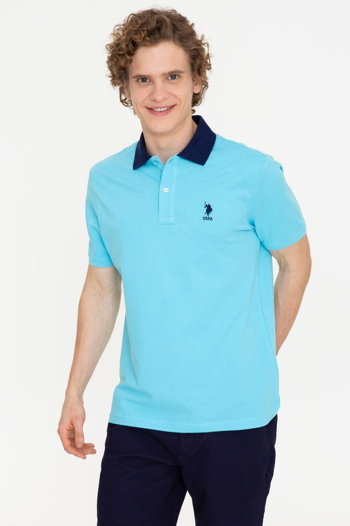 Men's Polo Collar Turquoise T-shirt