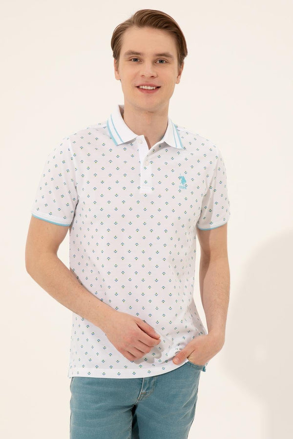 Men's Polo Collar Patterned T-shirt