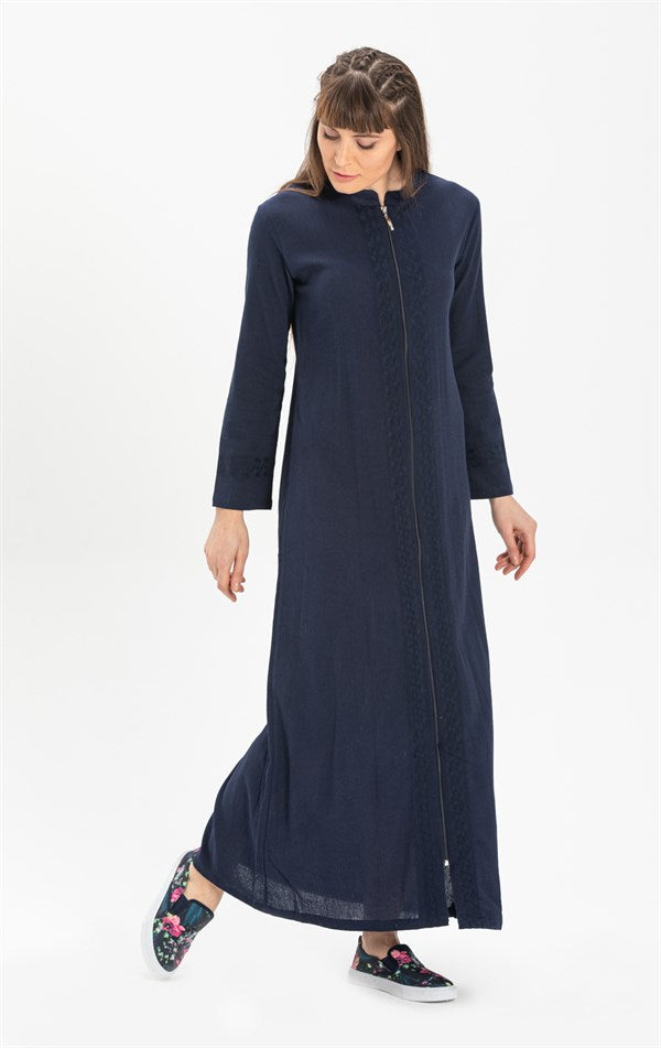 Women's Lace Detail Navy Blue Abaya