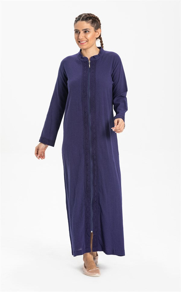 Women's Lace Detail Purple Full Coat