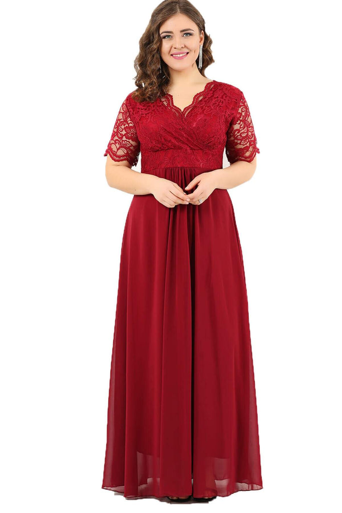 Women's Oversize Guipure Top Chiffon Evening Dress