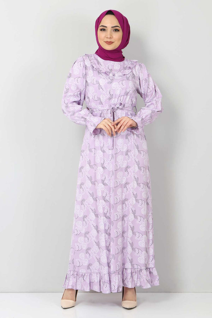 Women's Frill Patterned Lilac Dress