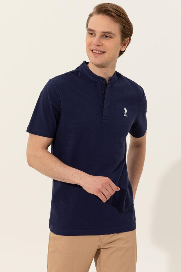 Men's V Neck Navy Blue T-shirt