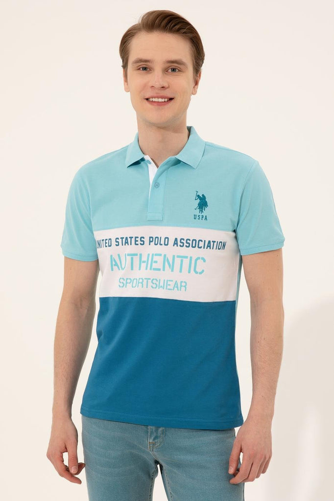 Men's Polo Collar Color Block T-shirt