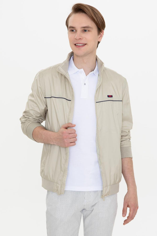 Men's Zipped Beige Coat