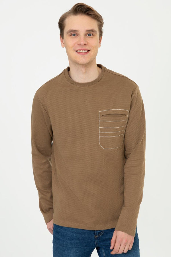 Men's Crew Neck Light Brown Sweatshirt