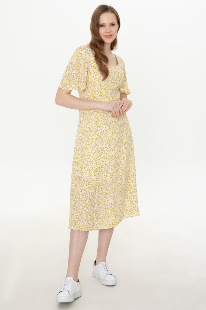 Women's Patterned Yellow Dress