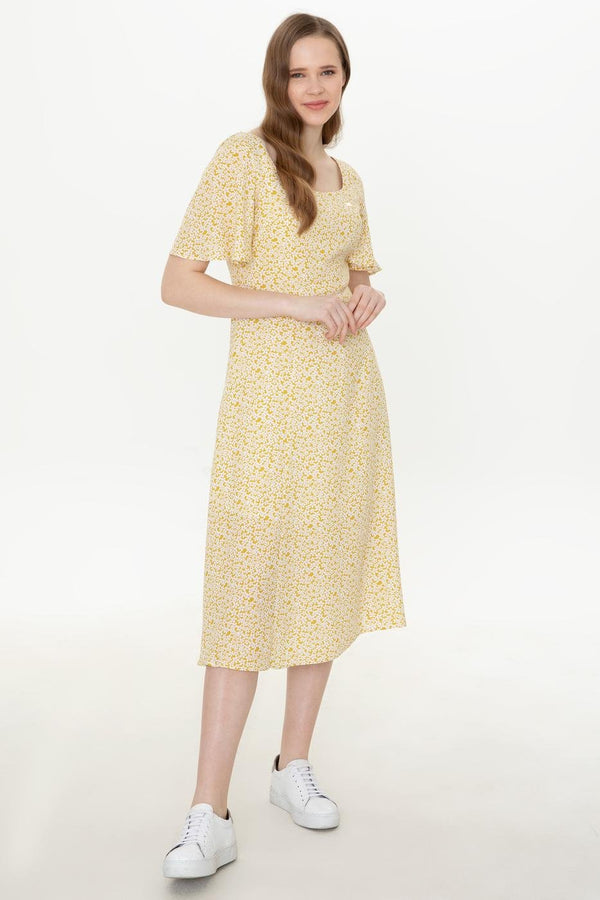 Women's Patterned Yellow Dress