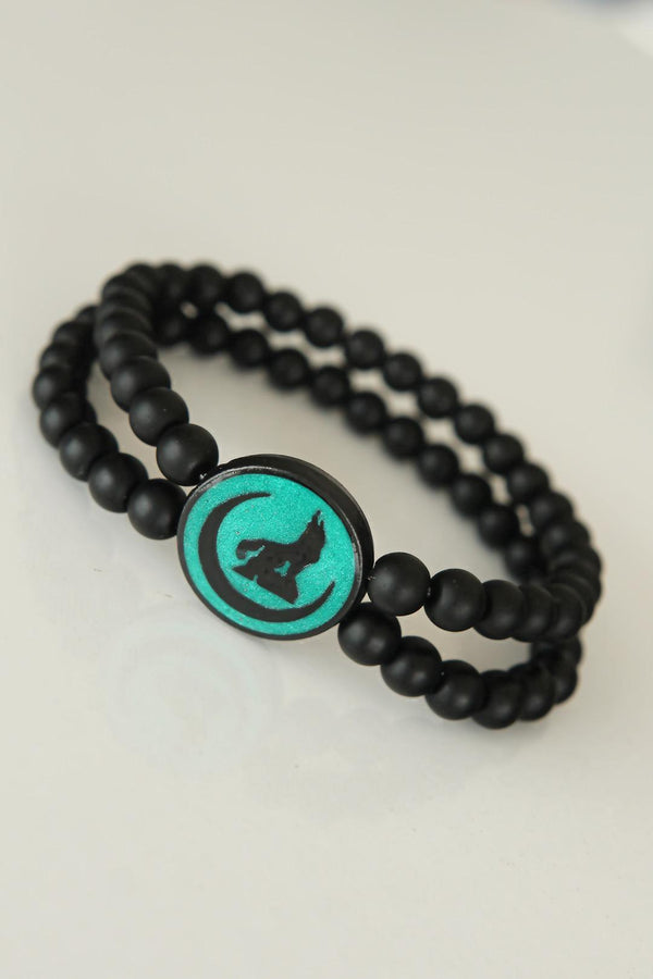 Men's Green Metal Accessory Onyx Stone Bracelet