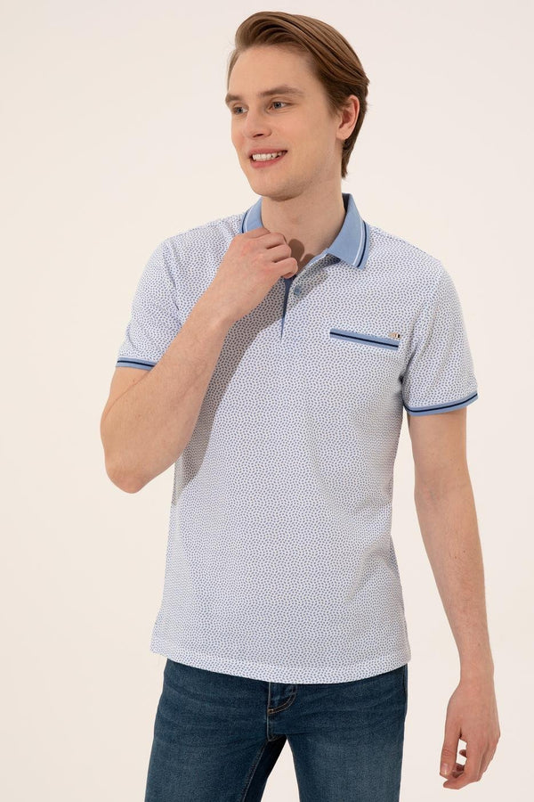 Men's Polo Collar Patterned T-shirt