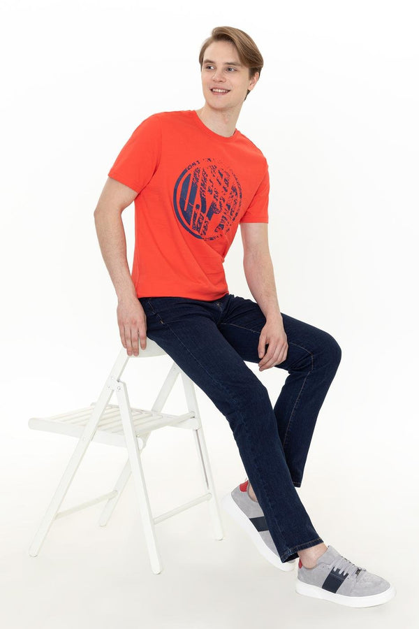 Men's Crew Neck Light Red T-shirt