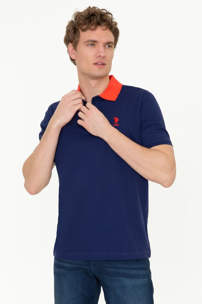 Men's Polo Collar Navy Blue T-shirt