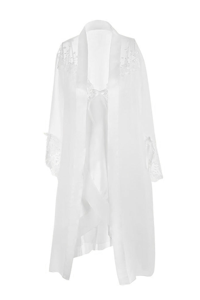Women's Ecru Satin Nightgown & Morning Robe Set
