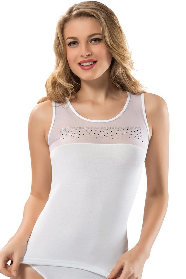 Women's Gemmed White Camisole