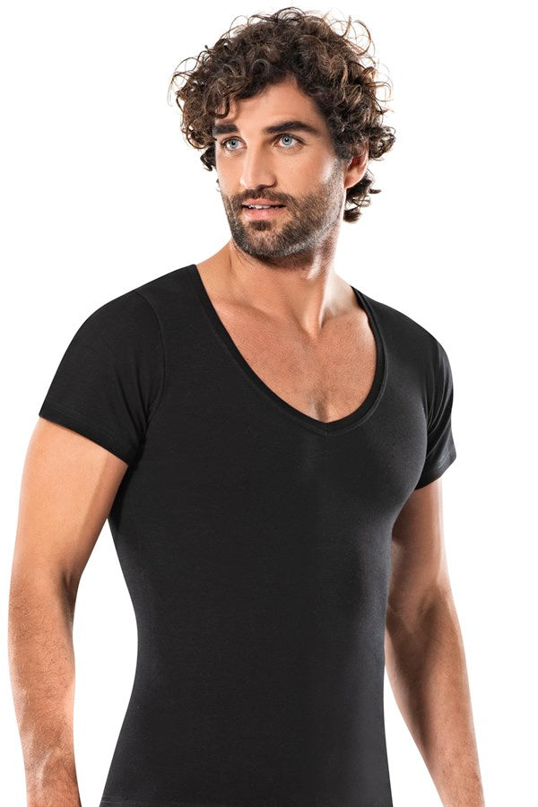 Men's Short Sleeves Black Undershirt