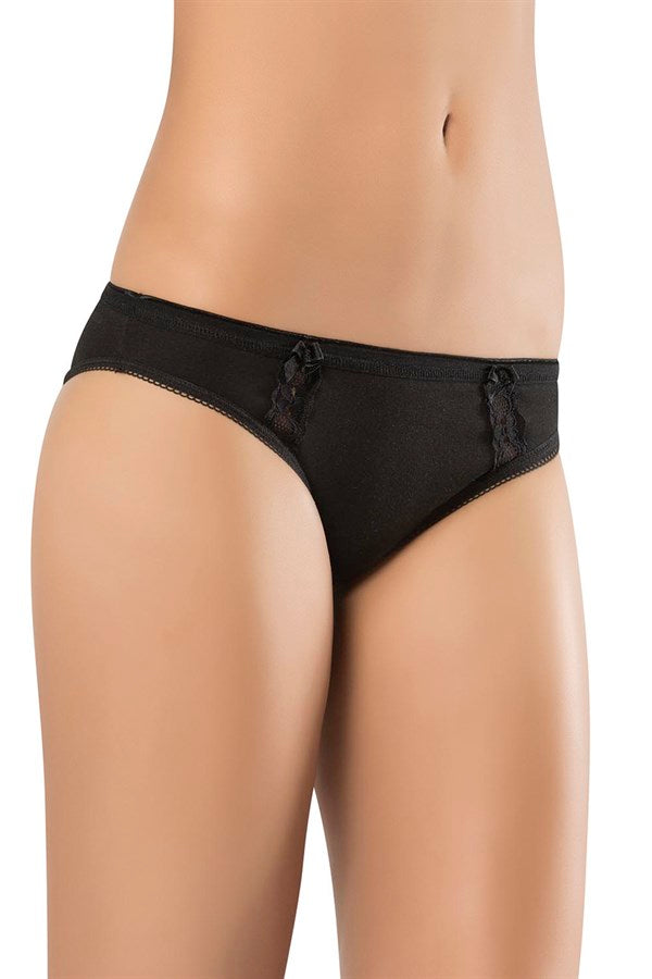 Women's Lace Detail Black Panty