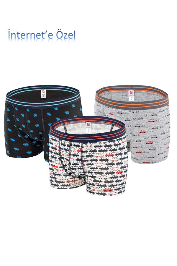 Boy's Patterned Lycra Boxer - 3 Pieces