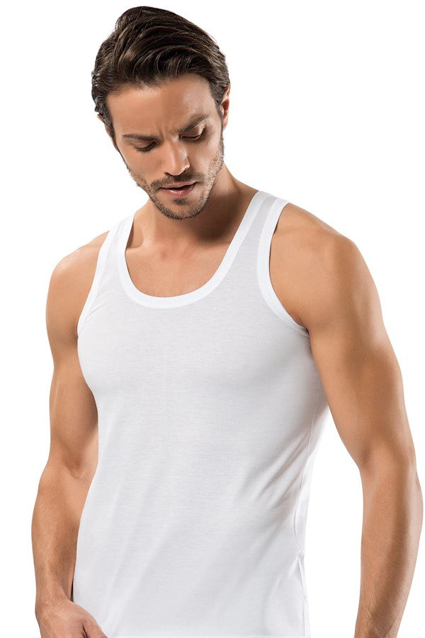 Men's White Modal Sleeveless Undershirt