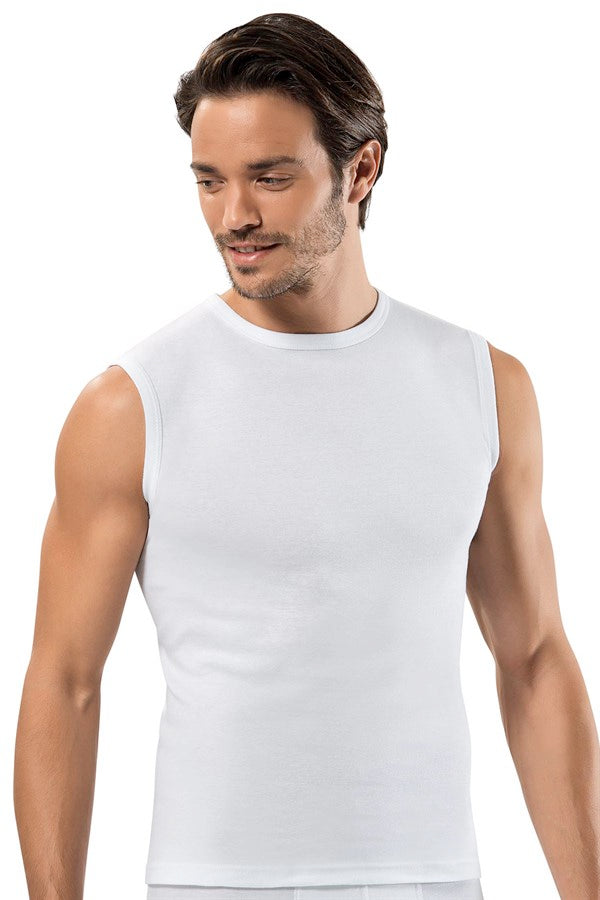 Men's White Sleeveless Undershirt