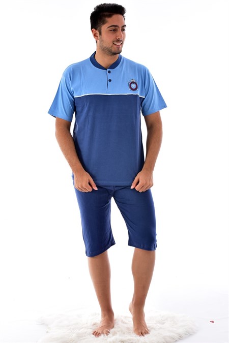 Men's Short Sleeves Indigo Pajama Set