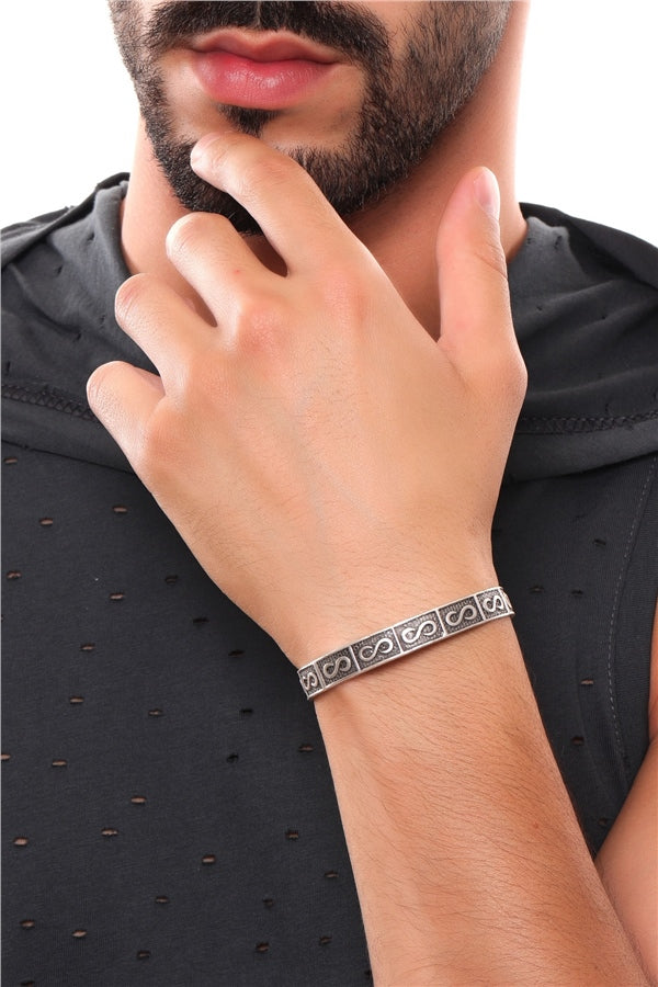 Men's Antique Silver Plated Adjustable Cuff Bracelet
