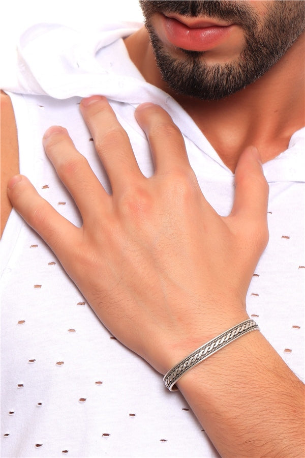 Men's Antique Silver Plated Adjustable Bracelet
