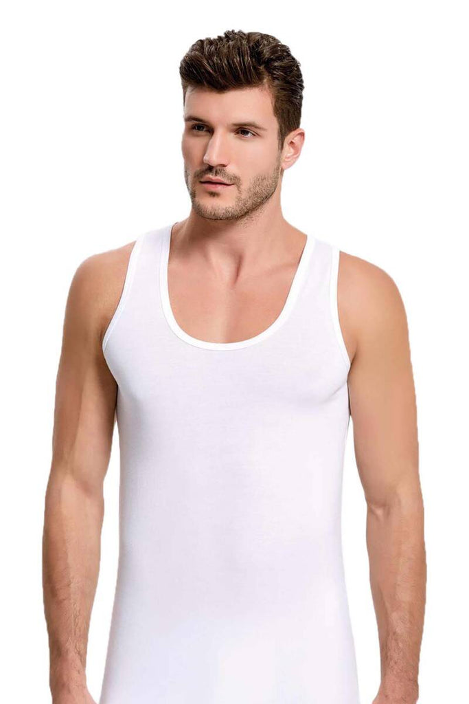 Men's White Bamboo Sleeveless Undershirt