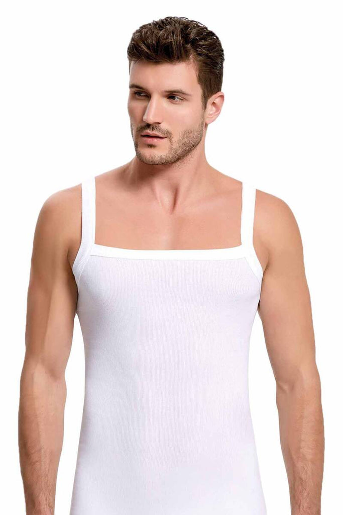 Men's White Sleeveless Undershirt