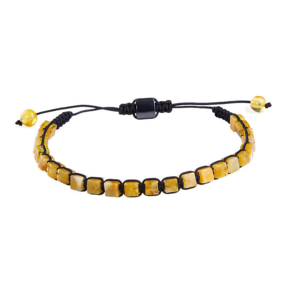 Men's Yellow Amber Adjustable Bracelet