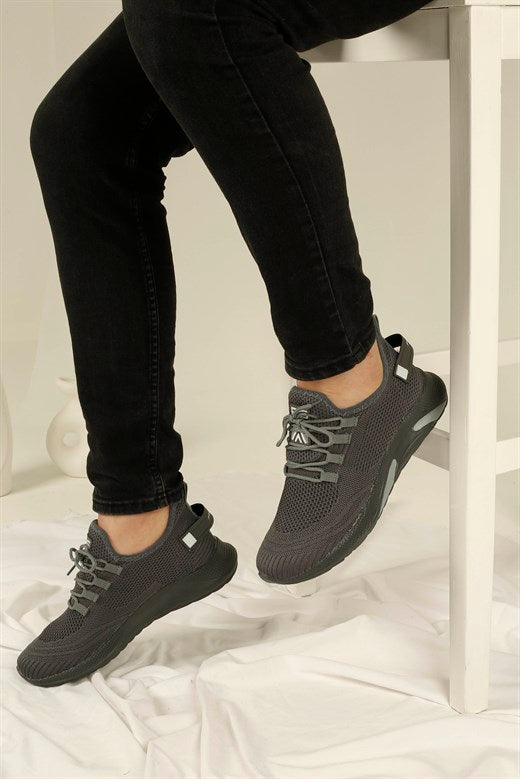Men's Lace-up Smoky Tricot Sport Shoes