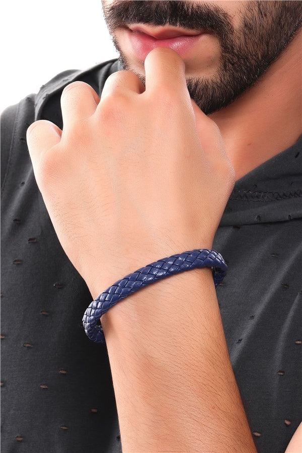 Men's Blue Leather Bracelet