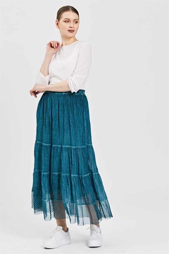 Women's Washed Turquoise Skirt