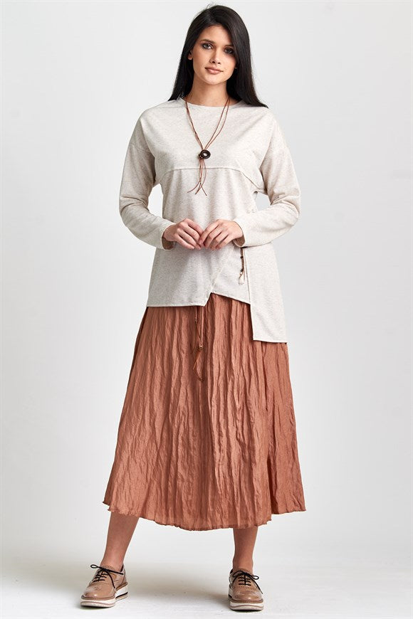 Women's Beige Blouse & Skirt Set