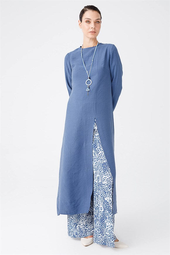 Women's Batik Pattern Indigo Tunic & Pants Set