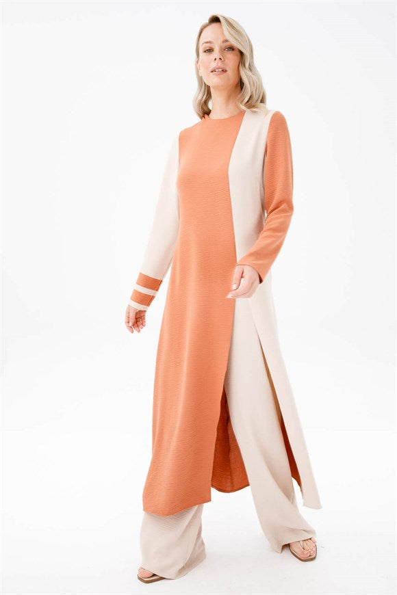 Women's Color Block Long Tunic & Pants Set