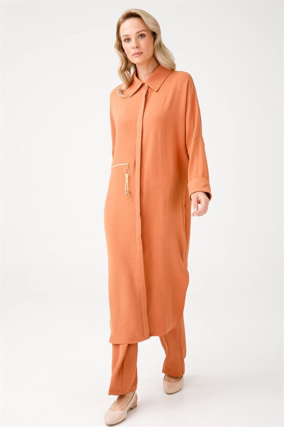 Women's Batwing Sleeves Long Tunic & Pants Set