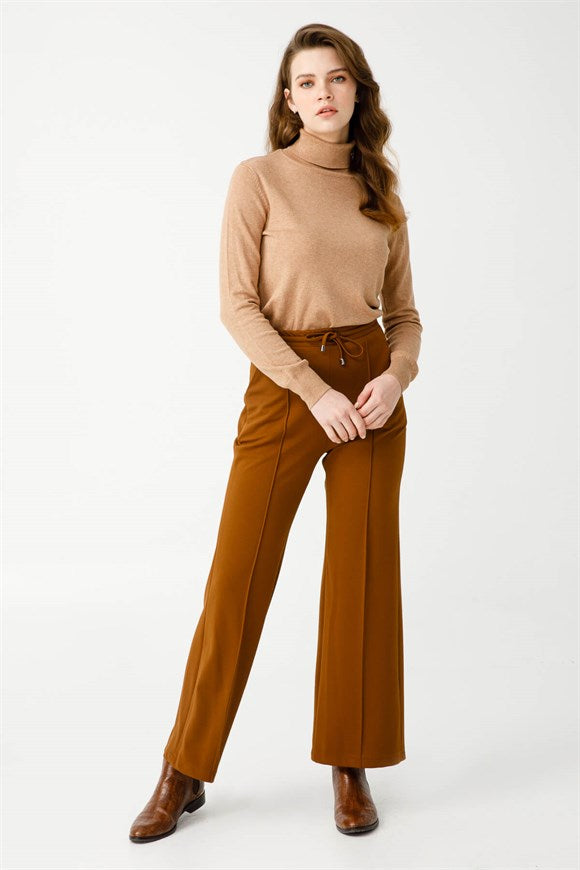 Women's Elastic Waist Ginger Diagonal Fabric Pants