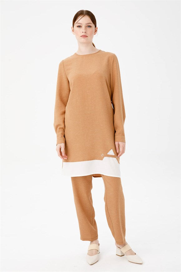 Women's Camel Tunic & Pants Set