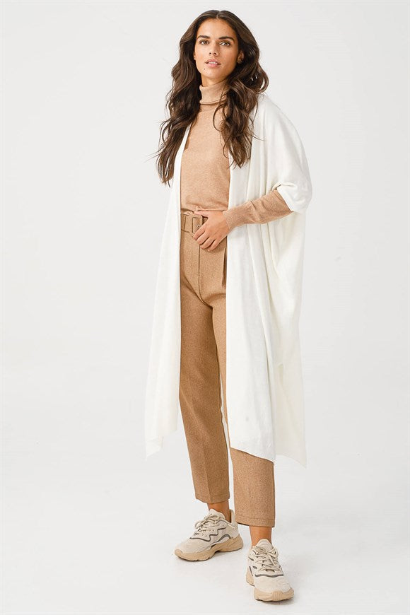 Women's Long Ecru Cardigan