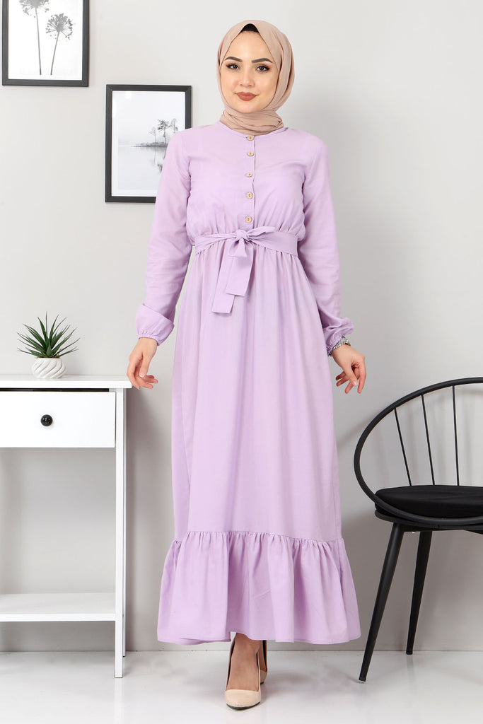 Women's Ruffle Hem Lilac Dress