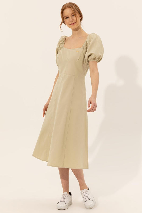 Women's Short Sleeves Beige Dress