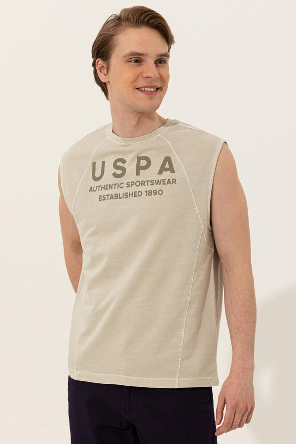 Men's Crew Neck Beige T-shirt