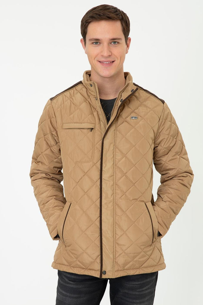 Men's Zipped Brown Coat