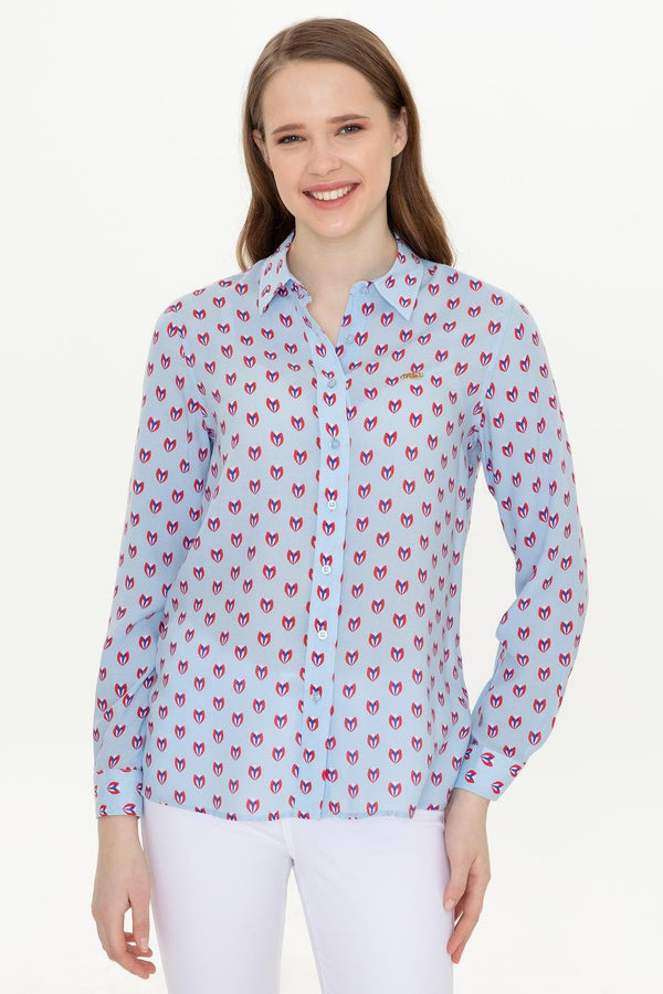 Women's Long Sleeves Blue Shirt