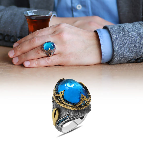 Men's Zircon Gemmed 925 Carat Silver Ring