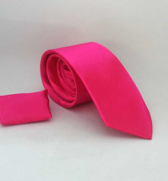 Classic Plain Fuchsia Satin Handkerchief Tie