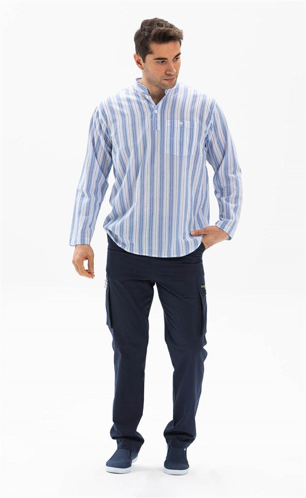 Men's Cargo Pocket Navy Blue Gabardine Pants